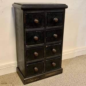 Vintage Painted Pine Bank of Eight Drawers