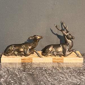 French Art Deco Spelter Stag and Doe