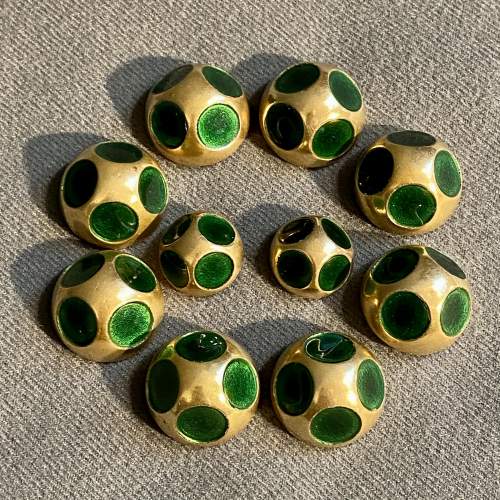 Art Deco Brass and Green Glass Buttons image-1