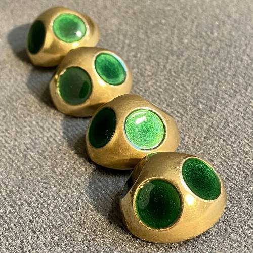 Art Deco Brass and Green Glass Buttons image-3