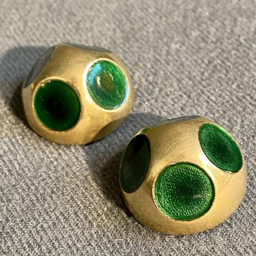Art Deco Brass and Green Glass Buttons image-4