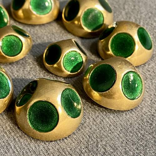 Art Deco Brass and Green Glass Buttons image-2