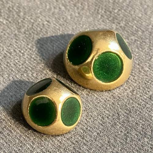 Art Deco Brass and Green Glass Buttons image-5