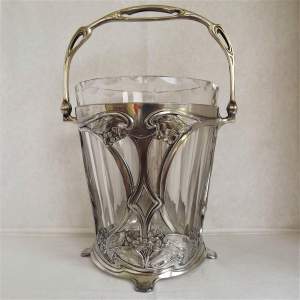 WMF Art Nouveau Fully Marked Silver Plate Glass Lined Ice Bucket