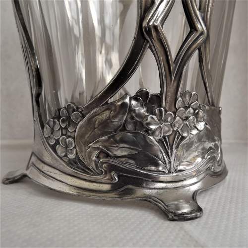 WMF Art Nouveau Fully Marked Silver Plate Glass Lined Ice Bucket image-2