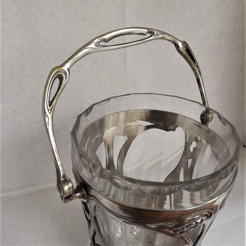 WMF Art Nouveau Fully Marked Silver Plate Glass Lined Ice Bucket image-4