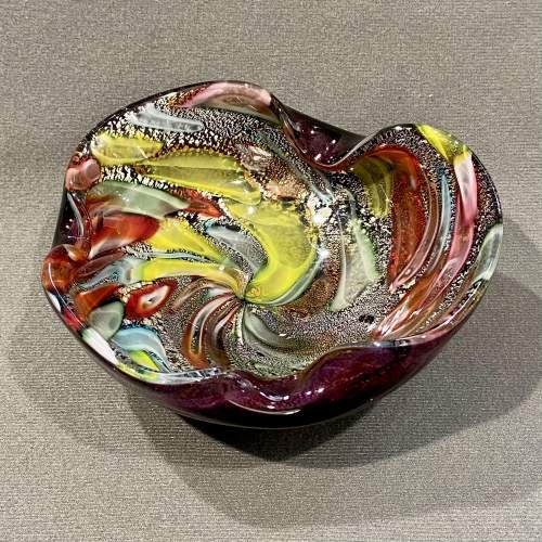Vintage Multi Coloured Glass Bowl image-1