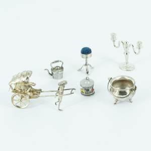 A Group of Vintage Silver Coloured Miniature Collectables
