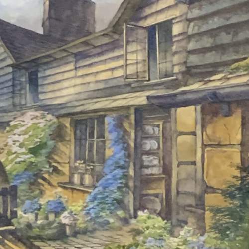 Early 19th Century Watercolour of Old Cottages at Coldharbour image-3