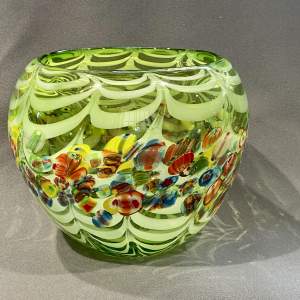 Vintage Heavy Glass Bowl with Millefiori Pattern