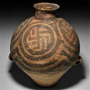 Chinese Neolithic Painted Vessel with Swastikas 3rd millennium BC