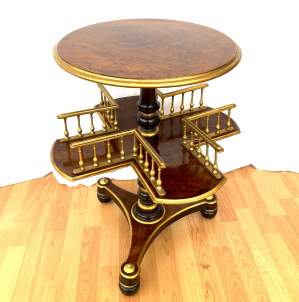 Tripod Library Table With Revolving Bookcase ~ 19th Century
