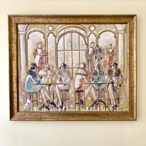 Art Deco Painting Of Ladies At The Carlton