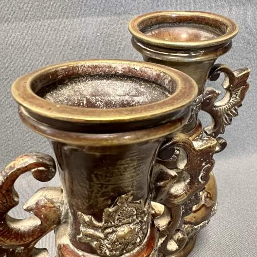 Pair of Decorative Chinese Bronze Vases image-4
