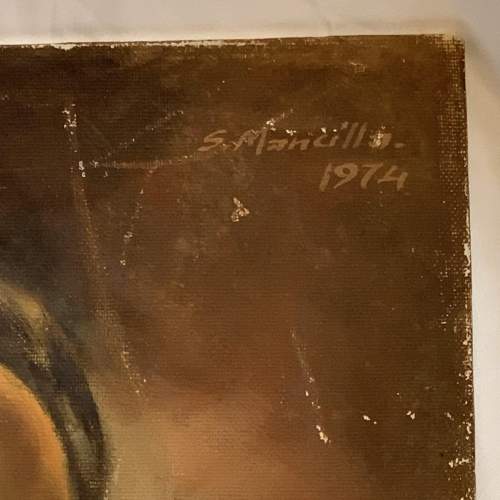 20th Century Signed Oil on Board Portrait image-4