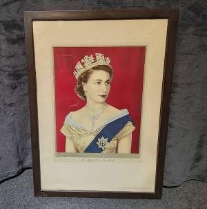 Bronze Framed Portrait Print of Queen Elizabeth II