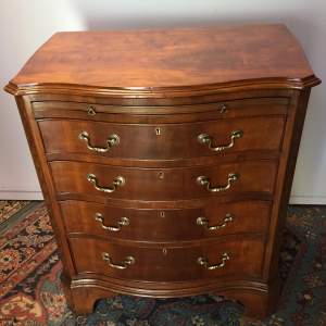 Small Walnut Serpentine Shaped Chest Of Drawers