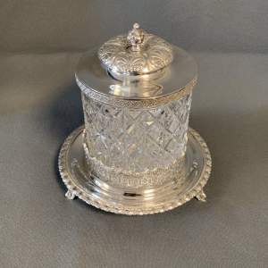 Victorian Cut Glass and Silver Biscuit Barrel