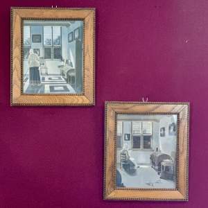 Pair of 1920s Oak Framed Prints