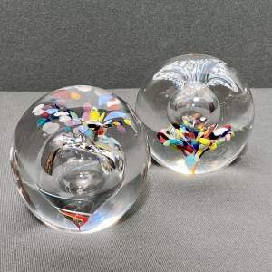 Two Vintage Murano Glass Paperweights