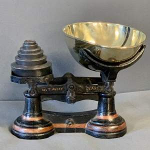 Set of Vintage Shop Scales with Brass Pan