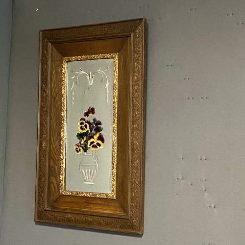 Signed Late 19th Century Hand Painted Floral Wall Mirror image-1