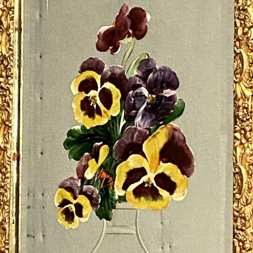 Signed Late 19th Century Hand Painted Floral Wall Mirror image-2
