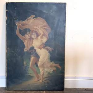 Charming Large 19th Century Oil on Canvas Painting