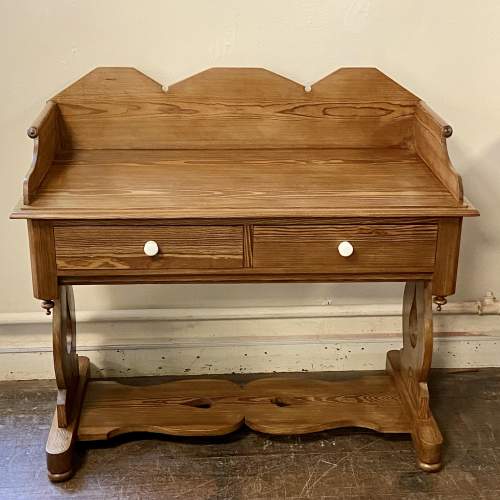 Victorian Gallery Back Lyre End Pitch Pine Wash Stand image-1