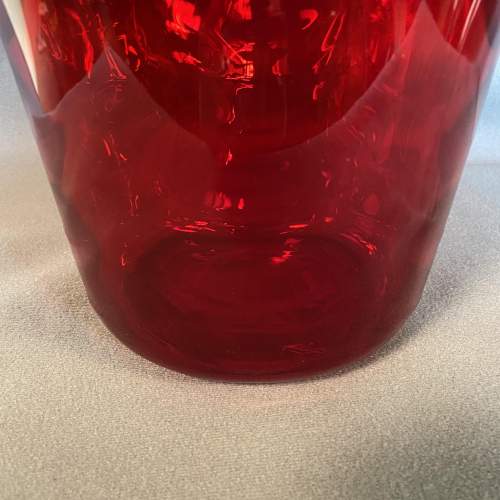 Large Whitefriars Ribbed Ruby Red Vase image-5