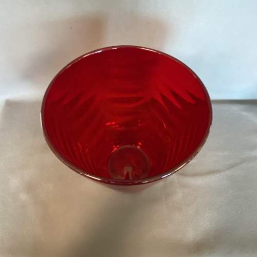 Large Whitefriars Ribbed Ruby Red Vase image-4
