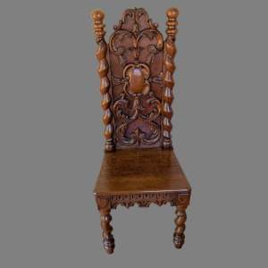 A Late Victorian Jacobean Revival Oak Hall Chair