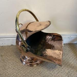 Victorian Copper Helmet Coal Scuttle