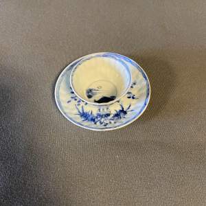 18th Century Blue and White Tea Bowl and Saucer