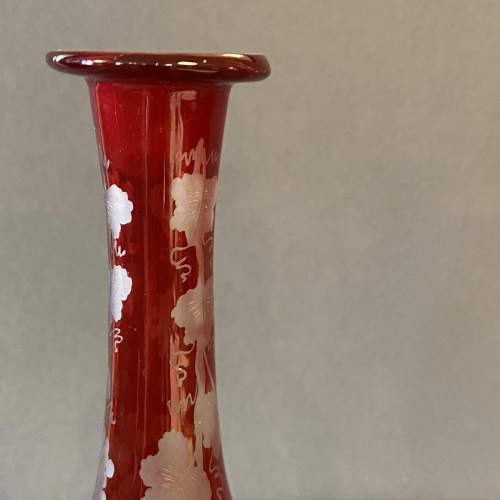 Early 20th Century Ruby Etched Wine Decanter image-3