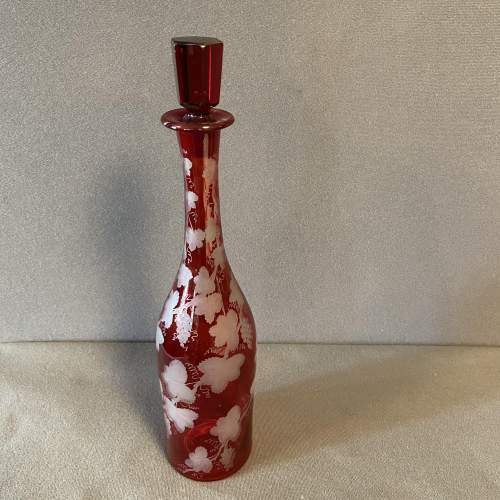Early 20th Century Ruby Etched Wine Decanter image-1