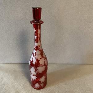 Early 20th Century Ruby Etched Wine Decanter
