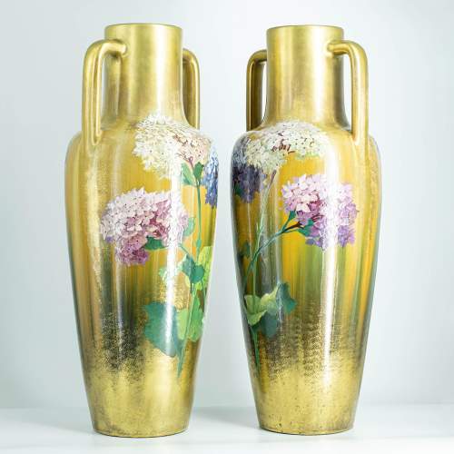 Fabulous Large Antique Pair French Clement Massier Vases image-2