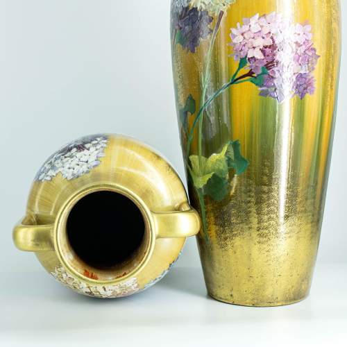 Fabulous Large Antique Pair French Clement Massier Vases image-3