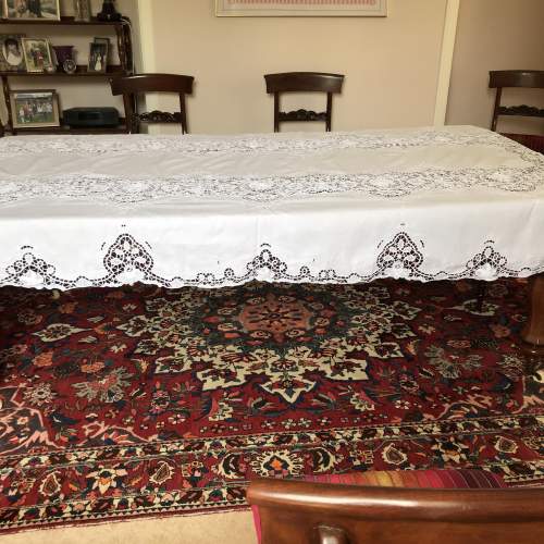 Extra Long Linen and Lace Tablecloth - 128in x 65in image-5