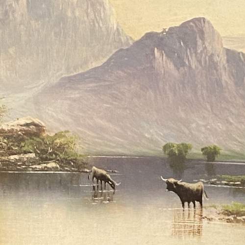 An Early 20th Century Painting of Highland Cattle image-2