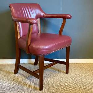 Mid 20th Century Leather Covered Open Arm Chair