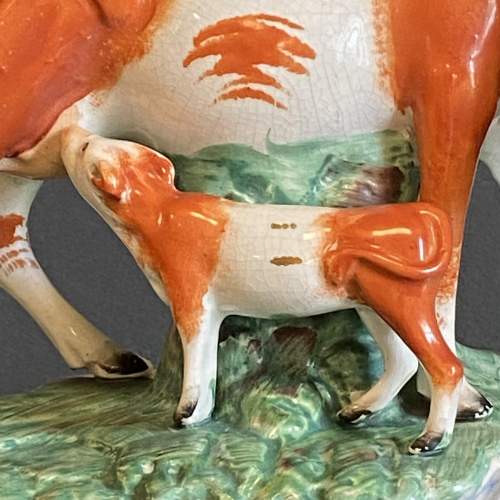 Victorian Staffordshire Cow and Calf Group Vase image-2