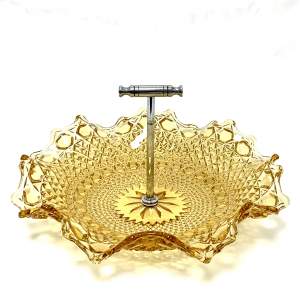 20th Century Sowerby Amber Glass Cake Stand