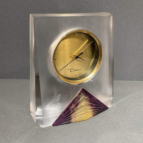 Fine Daum Pate De Verde Crystal Clock image-1