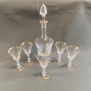 St.Louis Crystal Wine Decanter With Five Small Glasses