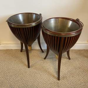 A Pair Of Mahogany & Brass Planters