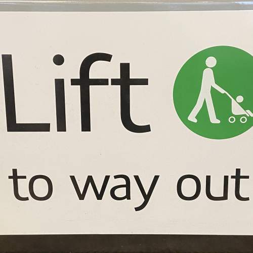 Enamel Railway Lift To Way Out Sign image-2