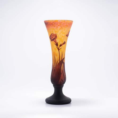Wonderful Tall Antique Daum Nancy Cameo Glass Vase image-1