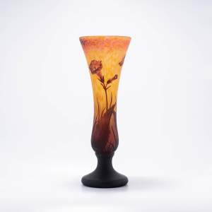 Wonderful Tall Antique Daum Nancy Cameo Glass Vase